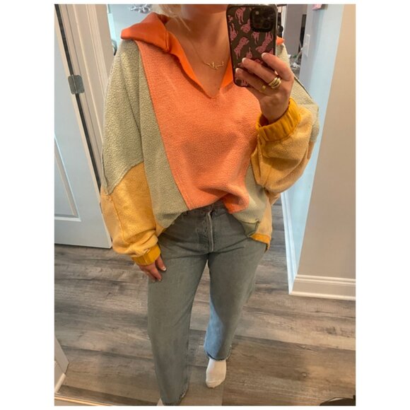 FREE PEOPLE Sidewalk Sweatshirt in Sunrise Combo Size X-Small - Picture 10 of 13
